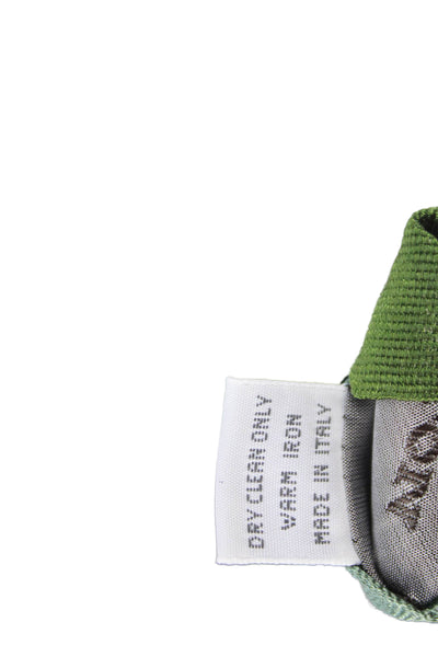 Hilton Mens Silk Striped Print Classic Tie Green