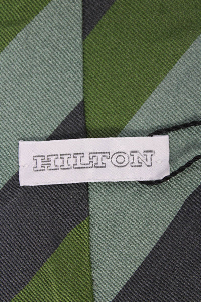 Hilton Mens Silk Striped Print Classic Tie Green