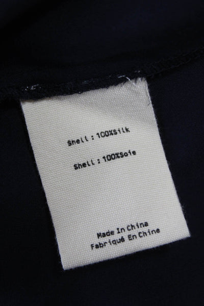 L'Agence Womens Silk Collared Sleeveless Blouse Blue Basic Pullover Size M
