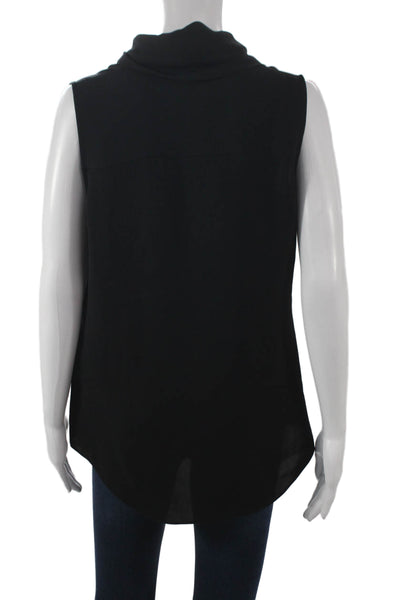 Theory Womens Basic Silk V Neck Sleeveless Blouse Black Size M