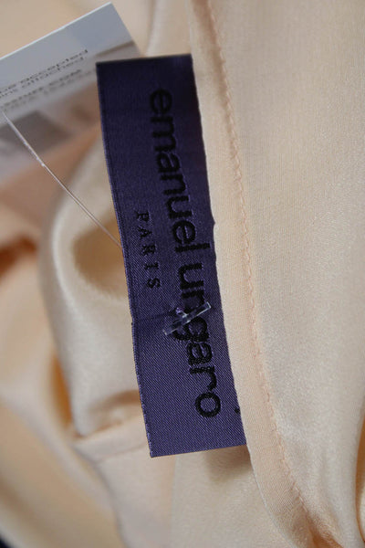 Emanuel Ungaro Womens Beige Silk Cowl Neck Long Sleeve Blouse Pullover Size 8