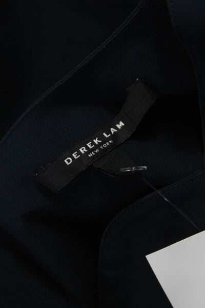 Derek Lam Womens Sleeveless V-Neck Blue Basic Blouse Tie Size M