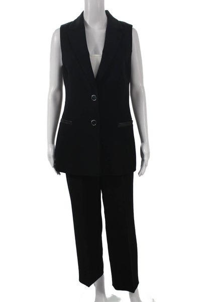 Luisa Spagnoli Womens Black Sleeveless Pantsuit Buttoned Size 42