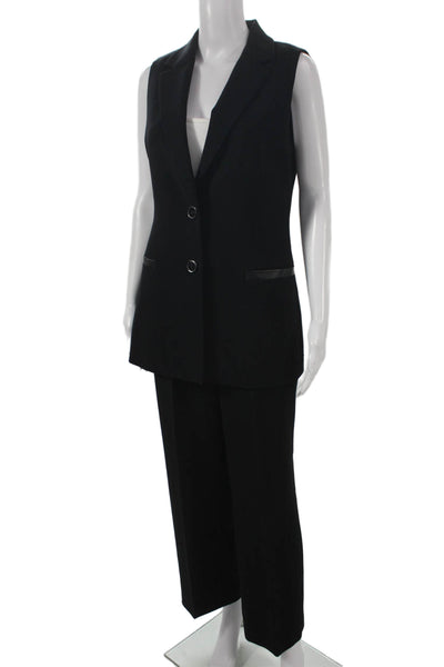 Luisa Spagnoli Womens Black Sleeveless Pantsuit Buttoned Size 42