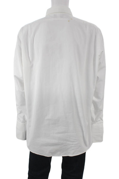 Nordstrom Mens Cotton Pleated Long Sleeve Button Up Shirt White Size 17-25