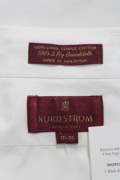 Nordstrom Mens Cotton Pleated Long Sleeve Button Up Shirt White Size 17-25