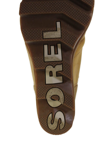 Sorel Womens Leather Lace Up Wedge Heel Ankle Boots Brown Size 9