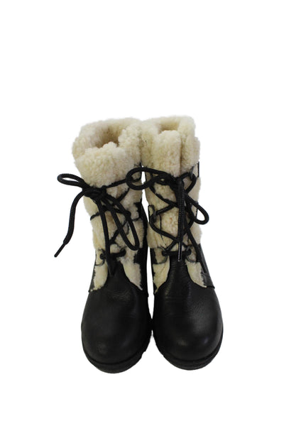 Sorel Womens Leather Lace Up Wedge Heel Ankle Boots Black Size 9