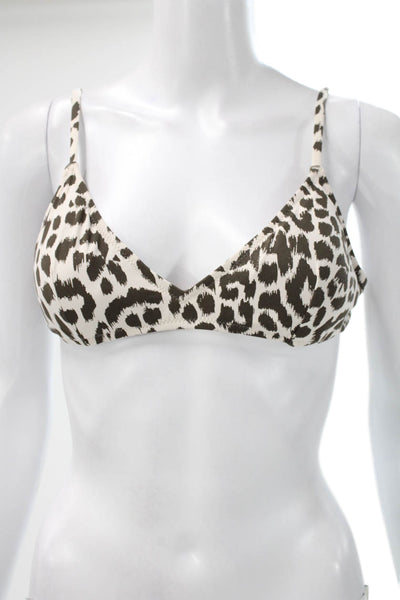 J Crew Women White Animal Print Polyester Bikini Top Size S