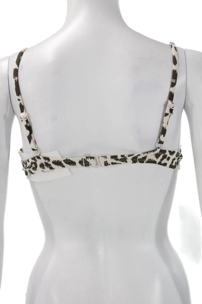 J Crew Women White Animal Print Polyester Bikini Top Size S