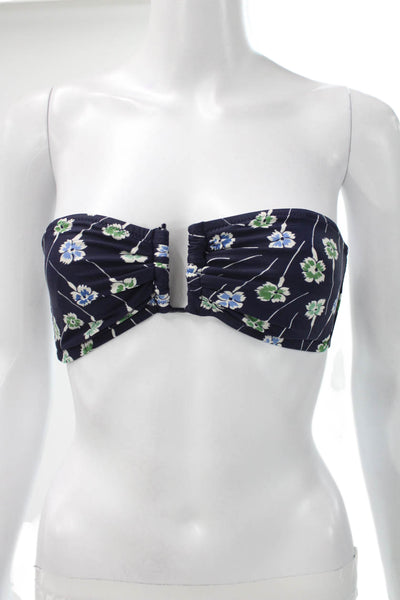 J Crew Womens Bikini Top Blue Floral Swimwear Size XS