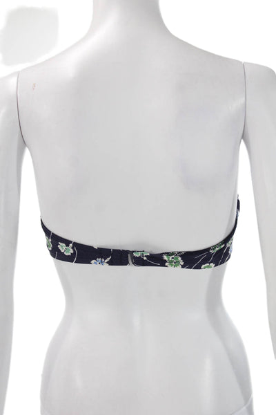 J Crew Womens Bikini Top Blue Floral Swimwear Size XS