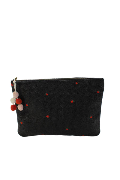 Madewell Womens Strawberry Motif Zippered Pouch Black