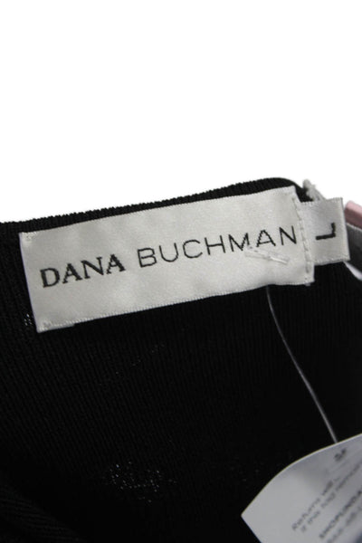 Dana Buchman Women Black V-Neck Short Sleeve Basic T-Shirt Viscose Size L