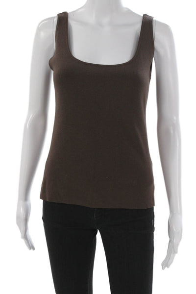 Dana Buchman Women Viscose Brown Basic Tank Scoop Neck Sleeveless Size M
