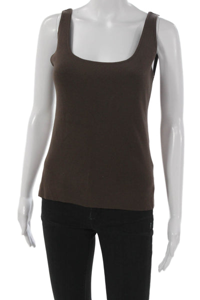 Dana Buchman Women Viscose Brown Basic Tank Scoop Neck Sleeveless Size M