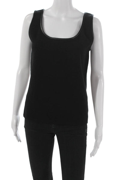 Dana Buchman Womens Black Sleeveless Scoop Neck Merino Wool Basic Tank Size L