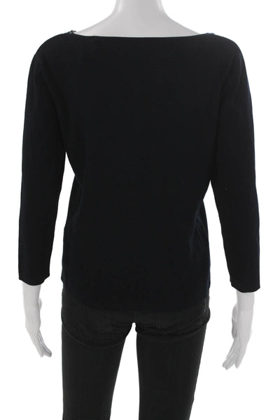 Dana Buchman Womens Pullover Sweater Black Rayon V-Neck 3/4 Sleeve Size L