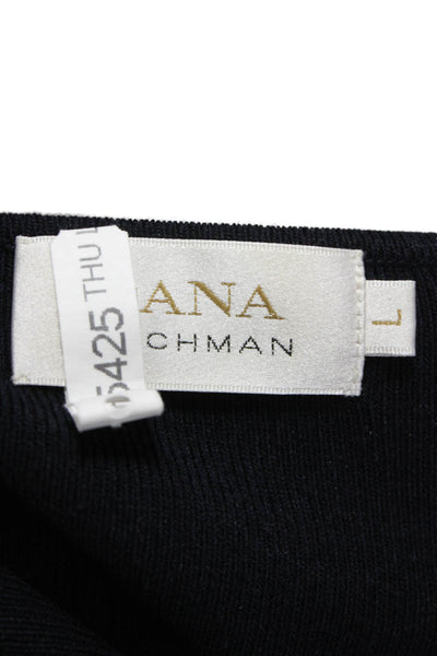 Dana Buchman Womens Pullover Sweater Black Rayon V-Neck 3/4 Sleeve Size L