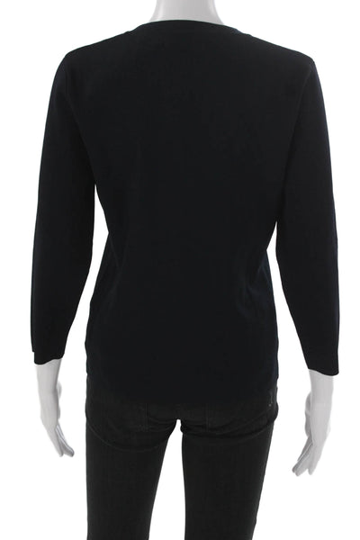 Dana Buchman Women V-Neck 3/4 Sleeve Pullover Sweater Black Viscose Size L
