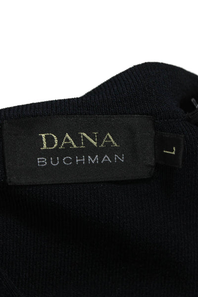 Dana Buchman Women V-Neck 3/4 Sleeve Pullover Sweater Black Viscose Size L