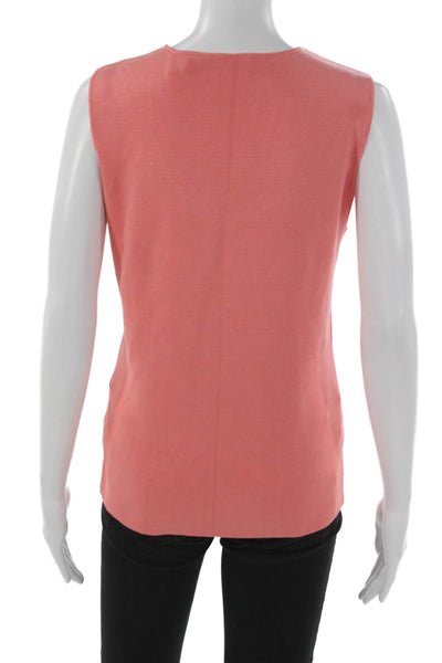 Dana Buchman Women Basic Tank Pink Silk Scoop Neck Sleeveless Solid Size L