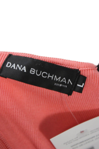 Dana Buchman Women Basic Tank Pink Silk Scoop Neck Sleeveless Solid Size L