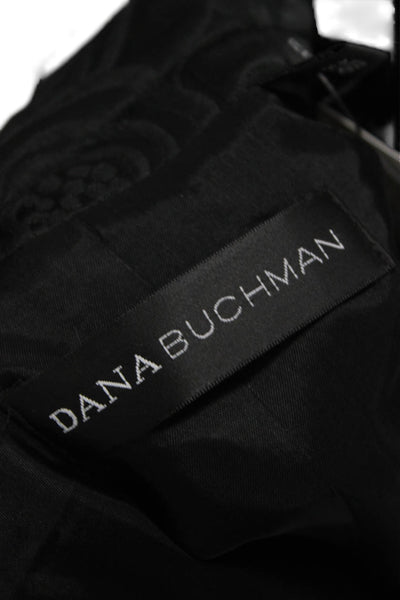 Dana Buchman Womens Quilted Floral Black Jacket Long Sleeve Polyester Size 14