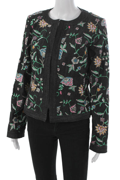 Dana Buchman Womens Blazer Black Floral Long Sleeve Cotton Size 6
