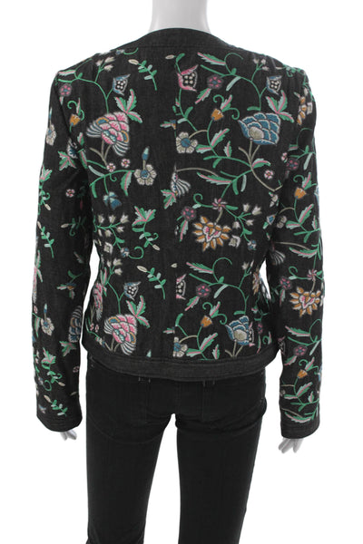 Dana Buchman Womens Blazer Black Floral Long Sleeve Cotton Size 6