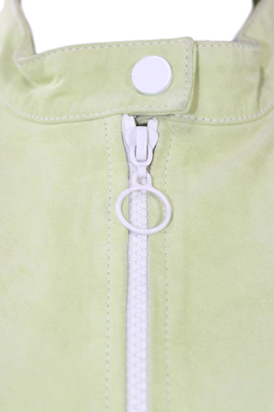 Dana Buchman Womens Basic Jacket Green Suede Zip Long Sleeve Size 8