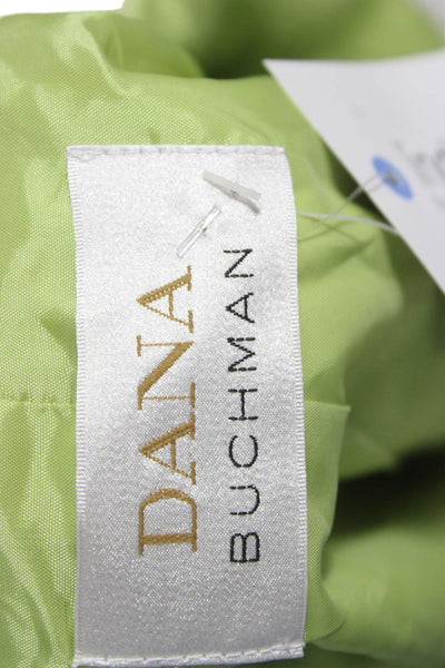 Dana Buchman Womens Basic Jacket Green Suede Zip Long Sleeve Size 8