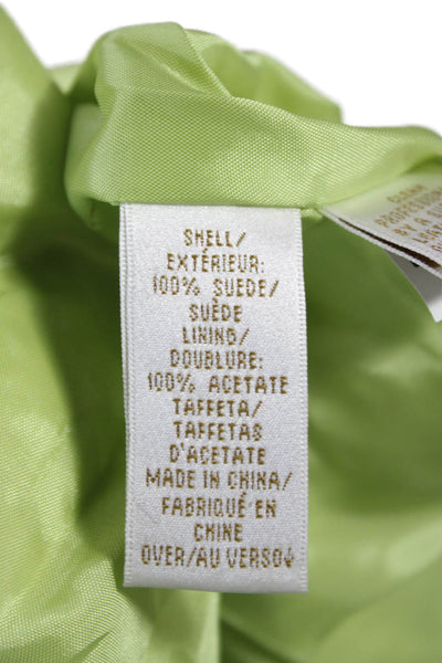 Dana Buchman Womens Basic Jacket Green Suede Zip Long Sleeve Size 8