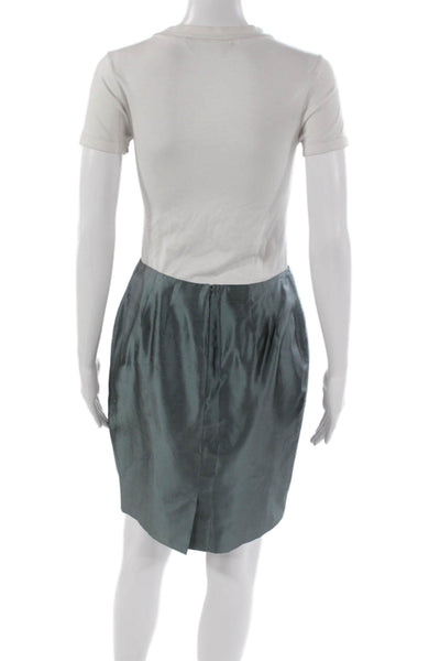 Dana Buchman Women Pencil Silk Skirt Green Zip Solid Petite Size 8