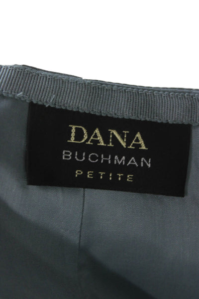 Dana Buchman Women Pencil Silk Skirt Green Zip Solid Petite Size 8