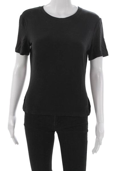 St. John Caviar Womens T-Shirt Black Viscose Round Neck Short Sleeve Size M