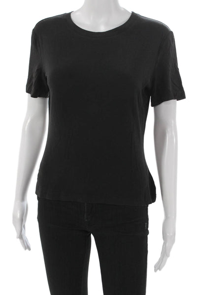 St. John Caviar Womens T-Shirt Black Viscose Round Neck Short Sleeve Size M