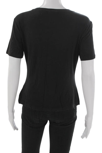 St. John Caviar Womens T-Shirt Black Viscose Round Neck Short Sleeve Size M