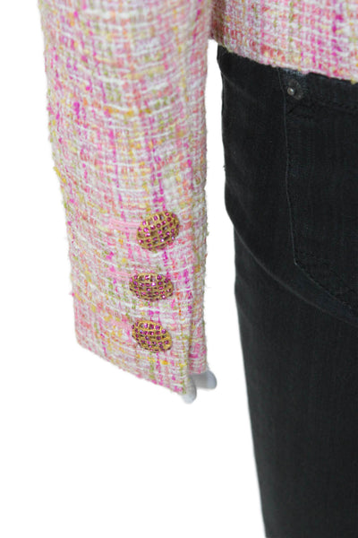 Dana Buchman Womens Basic Jacket Pink Check Long Sleeve Hook Eye Size 4
