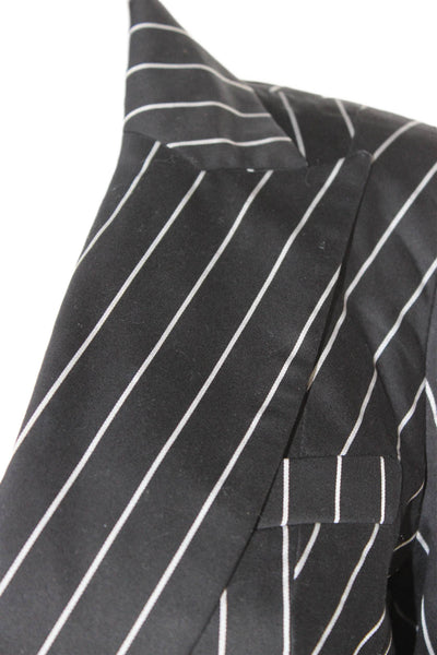 Dana Buchman Women Striped Black Blazer Button Front Cotton Spandex Size 4