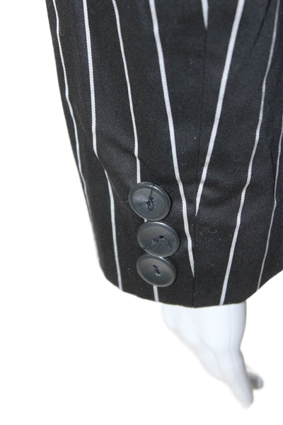Dana Buchman Women Striped Black Blazer Button Front Cotton Spandex Size 4