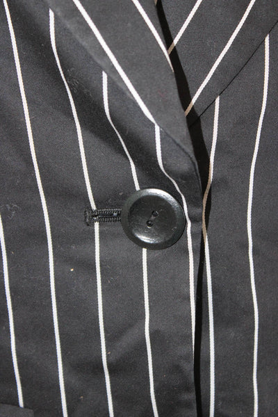 Dana Buchman Women Striped Black Blazer Button Front Cotton Spandex Size 4