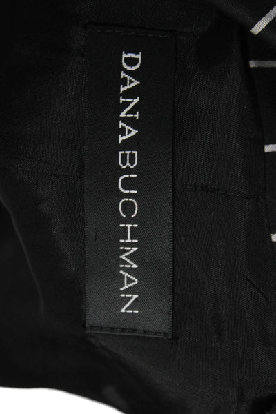 Dana Buchman Women Striped Black Blazer Button Front Cotton Spandex Size 4