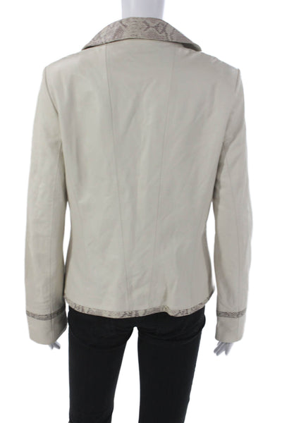 Dana Buchman Womens Basic Leather Animal Print Jacket Beige Size 4