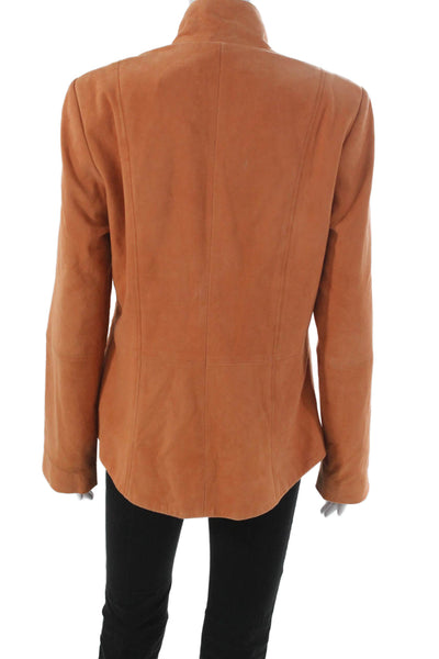 Dana Buchman Womens Suede Orange Basic Jacket Zip Long Sleeve Size 10
