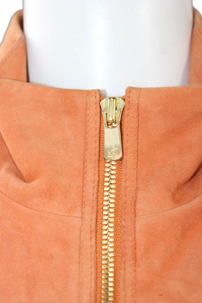 Dana Buchman Womens Suede Orange Basic Jacket Zip Long Sleeve Size 10