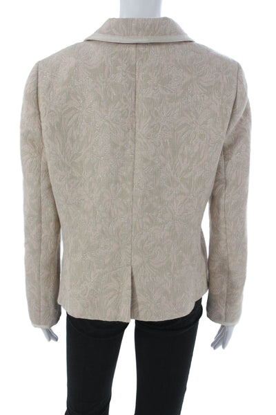 Dana Buchman Women Wool Floral Button Blazer Petite Long Sleeve Size 14