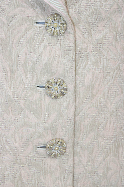 Dana Buchman Women Wool Floral Button Blazer Petite Long Sleeve Size 14