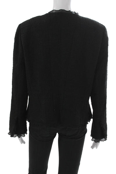 Dana Buchman Womens Black Cotton Snap Jacket Long Sleeve Size 14P