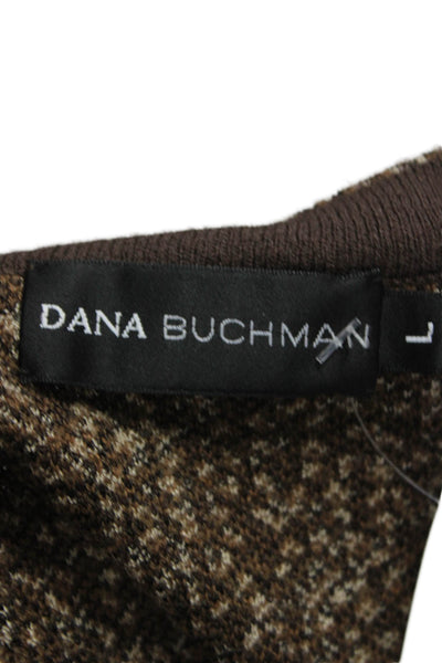Dana Buchman Women Brown Animal Print Rayon Cardigan Long Sleeve Size L